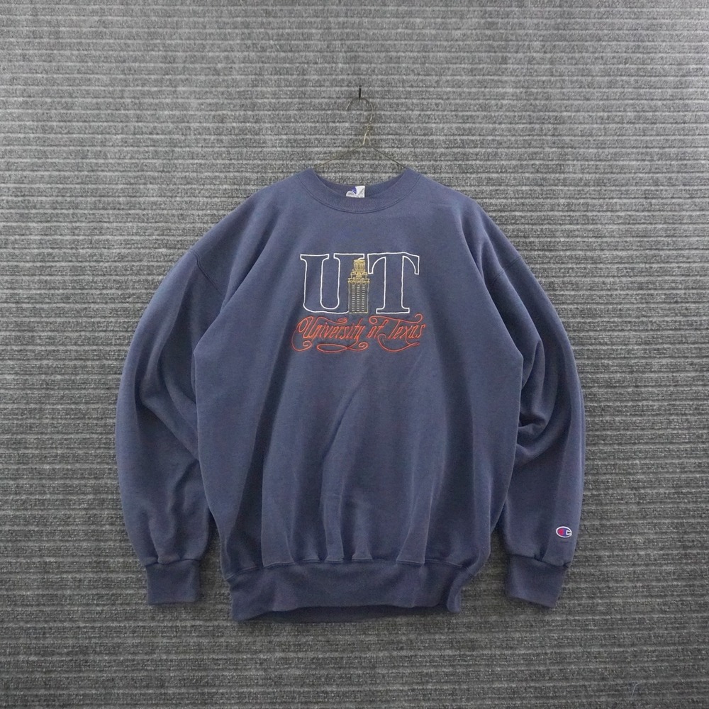 Vintage 90s Champion University of Texas Sweatshirt Mens XL Navy Blue UT Crew